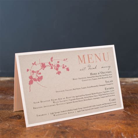 Ivory Romance Blush Customizable Tented Rustic Wedding Menus Beacon Lane