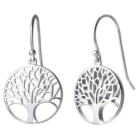 Boucles D Oreilles Pendantes Arbre De Vie Accessoire En Argent 925