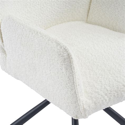 Lot De Chaises Rotative En Tissu Teddy Pieds En M Tal Blanc