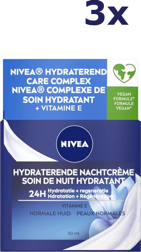 3x Nivea Essentials Hydraterende Nachtcrème Normale tot gemengde huid