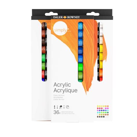 Daler Rowney Simply Acrylic Paint Set 36 Assorted Colors 12 Ml 0 4 Fl Oz