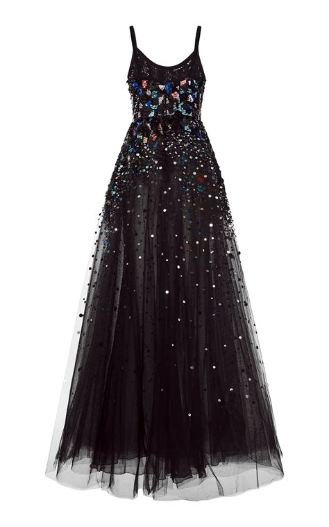 Elie Saab Sequin Embroidered Tulle Gown in Black - Lyst