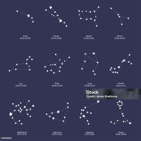별자리 세트 12 조디악 표지판 물고기자리에 대한 스톡 벡터 아트 및 기타 이미지 물고기자리 별자리 0명 Istock