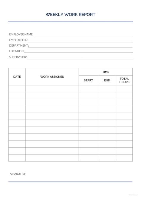 Weekly Work Report Template in Word, Pages, PDF, Google Docs - Download ...