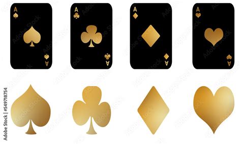 black aces playing card suits set with golden symbol. Stock ...