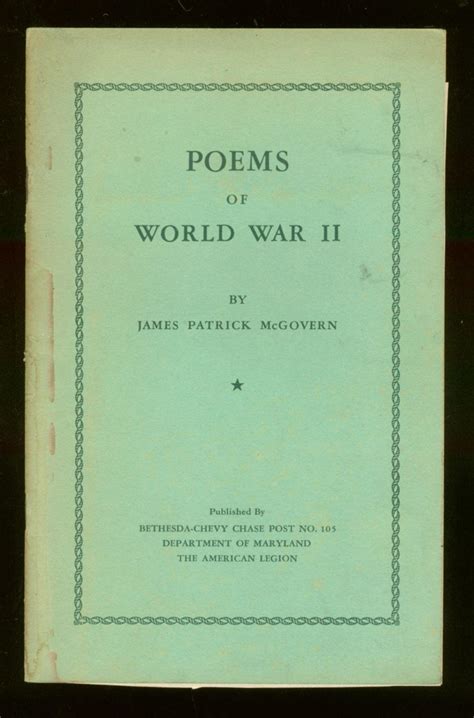 Poems Of World War Ii By Mcgovern James Patrick Near Fine Softcover