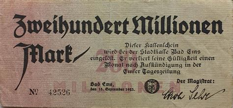 Deutschland Deutsches Reich Mio Mark Notgeld Der Stadt Bad