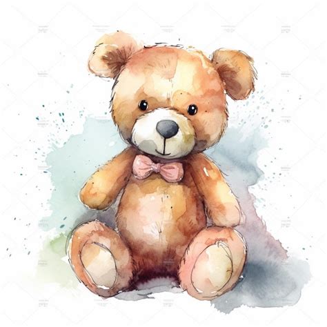 Premium AI Image | Drawing of a teddy bear with a bow tie