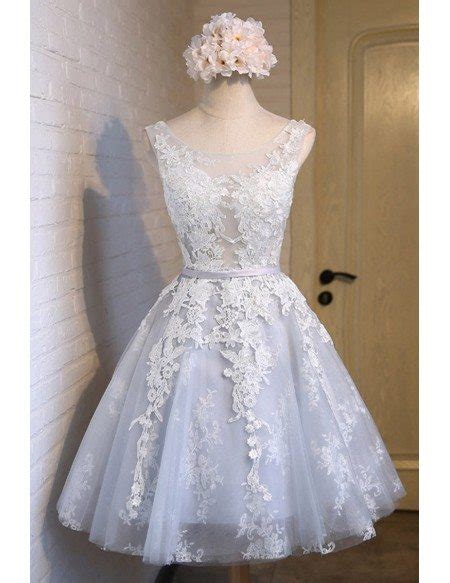 Blue Short Tulle Homecoming Dresses Corset A Line Scoop Neck With