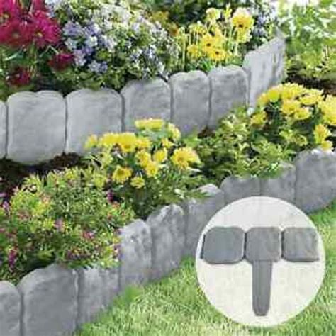 Ram©20 X Pack Dark Grey Cobbled Stone Effect Garden Lawn Edging Plant