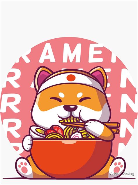 Corgi Eating Ramen Cute Kawaii Noodles Sticker For Sale By Ndander