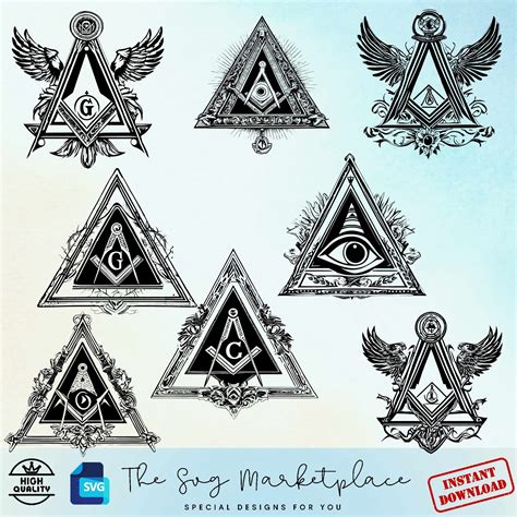 Masonic Symbols Svg Png Bundle Intricate Illuminati Designs For T