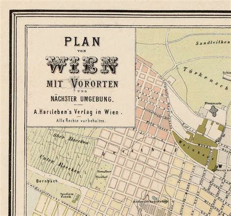 Old Map Of Vienna Wien Austria 1883 Vintage Maps And Prints