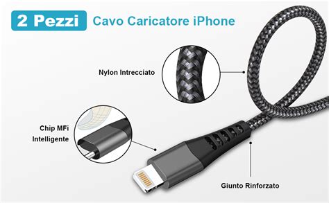 AINPOW Cavo IPhone 1M 2 Pezzi Certificato MFi Cavo Caricatore IPhone