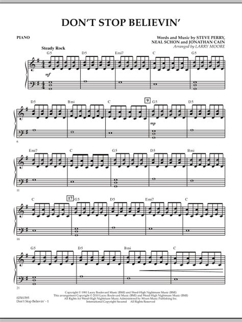 Dont Stop Believin Piano By Larry Moore Sheet Music For Orchestra At Sheet Music Direct