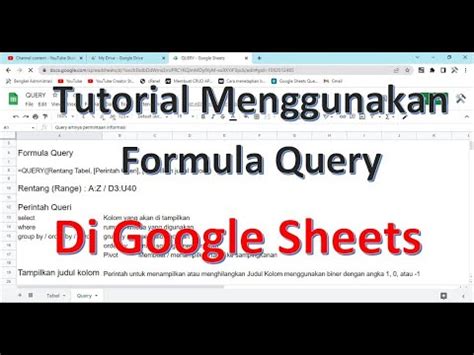 Tutorial Google Sheets Fungsi Query Di Google Sheet Youtube