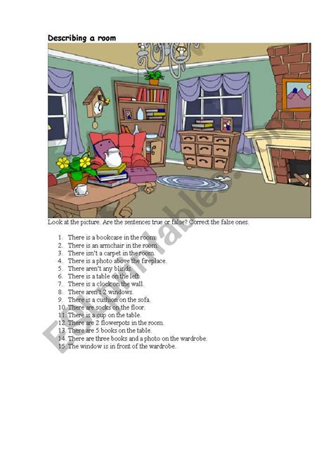 Describing A Living Room Esl Worksheet By Surocheck