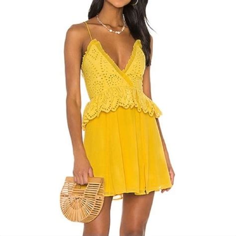 Tularosa Jordina Golden Yellow Crochet Boho Mini Dress Ebay