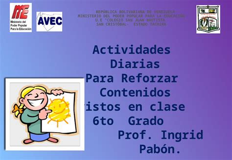 PPTX Actividades Diarias Para Reforzar Contenidos Vistos En Clase 6to