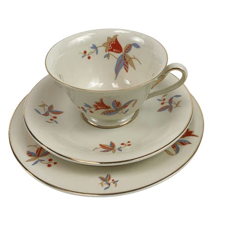 Trio De Cha Porcelana Alema Rosenthal Antiga Flores Império dos