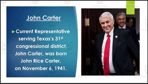 U S Representative John Carter TX 31st BIO PPT By Teach Simple