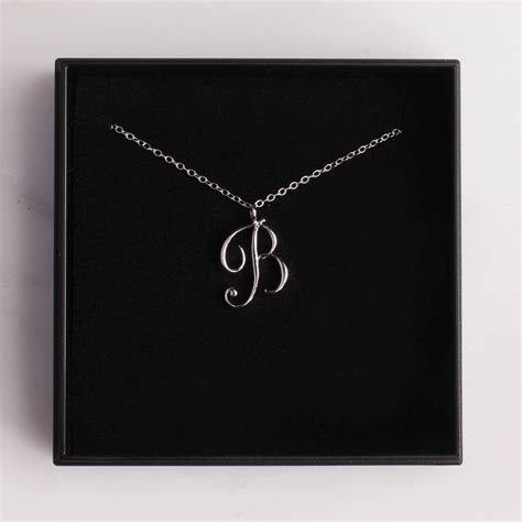 Letter B Initial Necklace Cursive B Initial Etsy