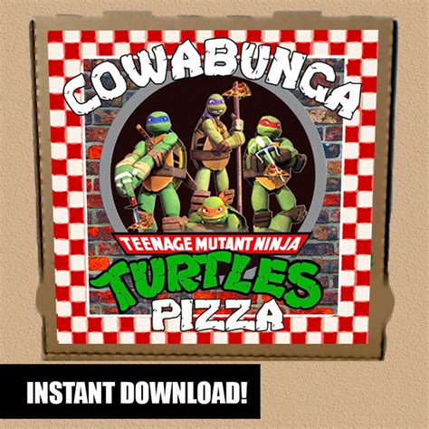 Teenage Mutant Ninja Turtles Pizza Box Label Printable Etsy