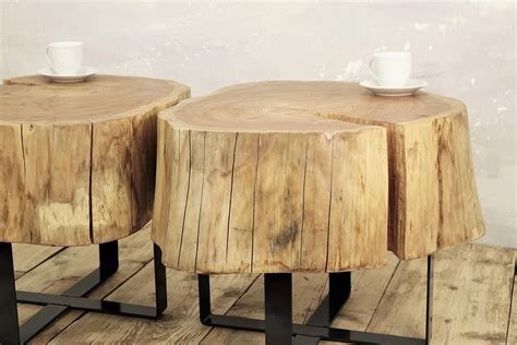 Twin Stump Coffee Table On Metal Base Slab Coffee Table Natural Top