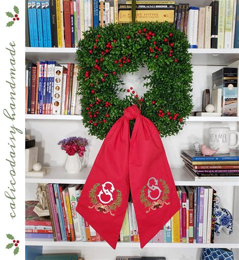 Holiday Monogrammed Wreath Sash Etsy