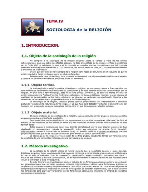 Tema 4 SOCIOLOGÍA DE LA RELIGIÓN