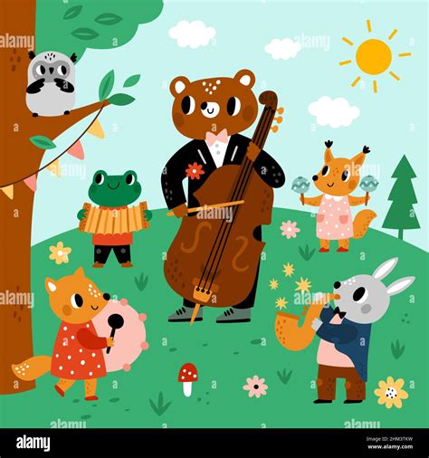 Animal Musicians Stock Vector Images Alamy