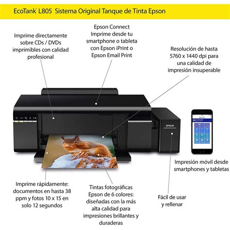 Impresora Fotográfica Inalámbrica EcoTank L805 Epson Precio Guatemala