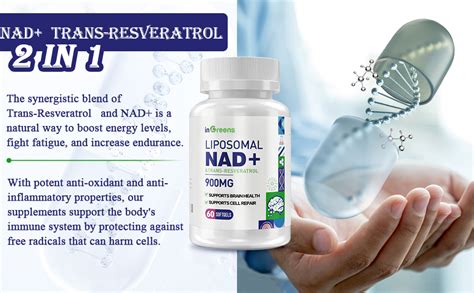 Amazon 900 Mg Liposomal NAD Supplement With Trans Resveratrol 300