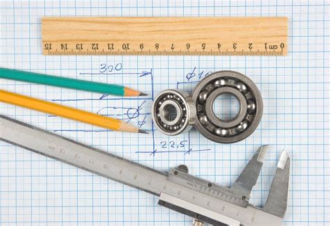 Calipers Bearing And Square Stock Photo Image Of Machinery Ruler