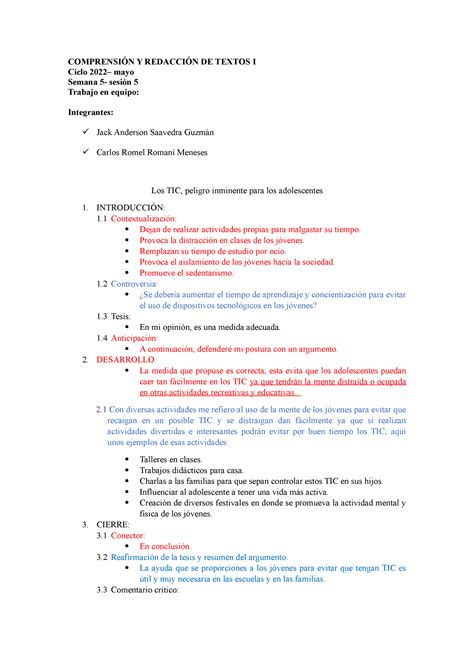 Elabora el esquema de ideas para la redacción del texto argumentativo