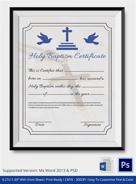 32 Sample Baptism Certificate Templates Free Sample Example Format