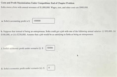 Solved Costs And Profit Maximization Under Competition End Chegg