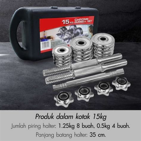 Jual Dumbbell Barbel Set Alat Angkat Beban Kg Besi Chrome Model