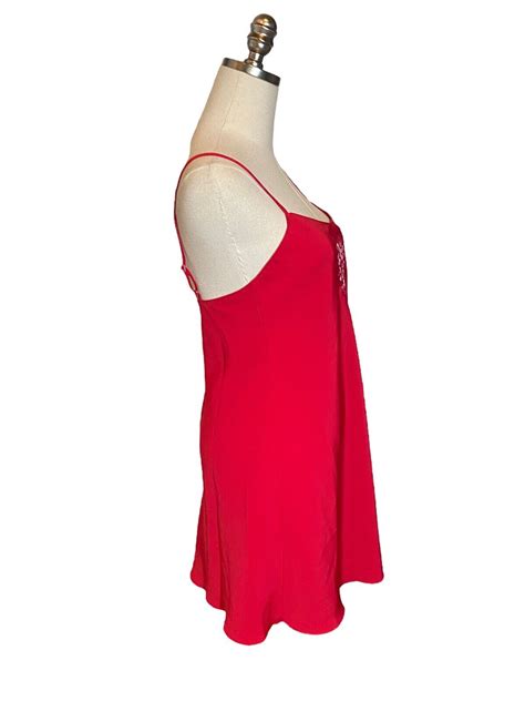 Josie Natori Satin Nightgown Lingerie Chemise Xs Red Gem