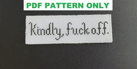 Kindly Fuck Off Cross Stitch PATTERN Etsy