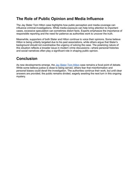 Public Divided as Jay Slater Tom Hilton Case Takes an Unexpected Turn