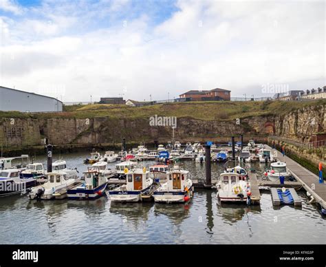 Seaham Marina In The Harbour With Small Pleasure Craft In Autumn Stock