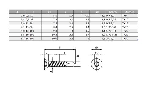 Blechschrauben Senkkopf Bohrschrauben Edelstahl C O Torx Mit