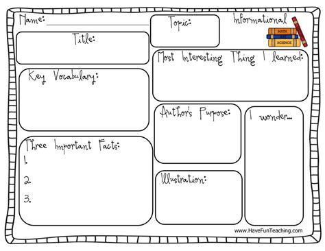 Informational Text Graphic Organizer Worksheet Have Fun Teaching