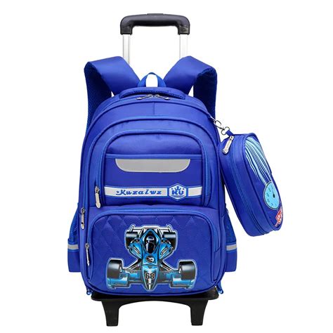 Kids Wheels Removable Trolley school Backpack Wheeled Bags Children ...