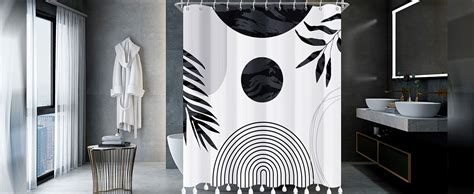 Toengs Boho Shower Curtains For Bathroom Black And White