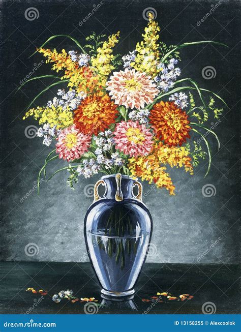 Bouquet of asters stock illustration. Illustration of skill - 13158255