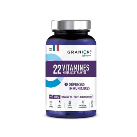 GRANIONS 22 vitamines minéraux et plantes 90 comprimés Parapharmacie