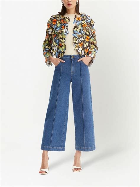 Oscar De La Renta butterfly appliqué Cropped Jacket Farfetch