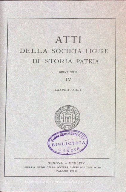 Della Societ Ligure Di Storia Patria